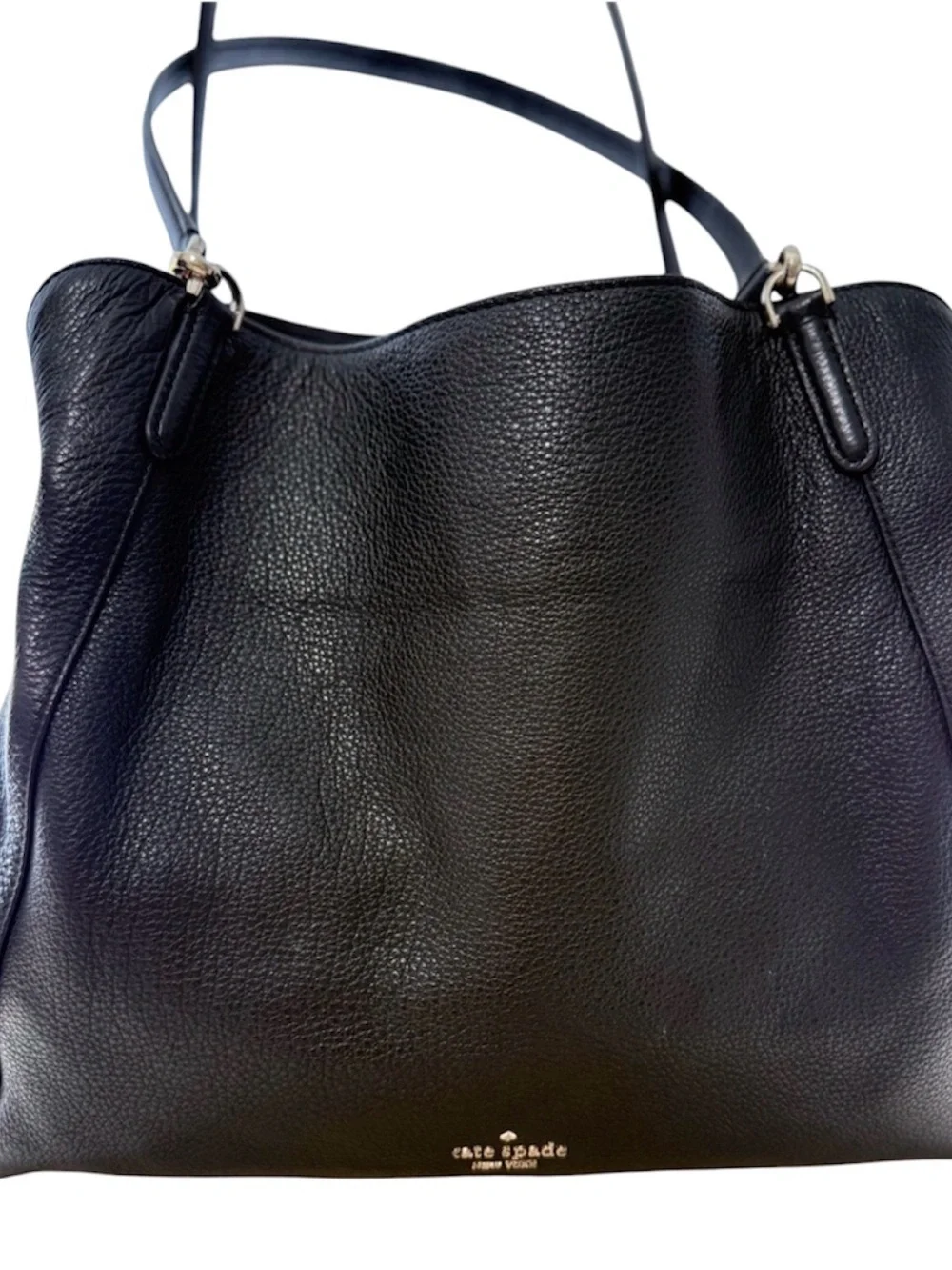 KATE SPADE BLACK PEBBLED LEATHER DOUBLE HANDLE SHOULDER TOTE